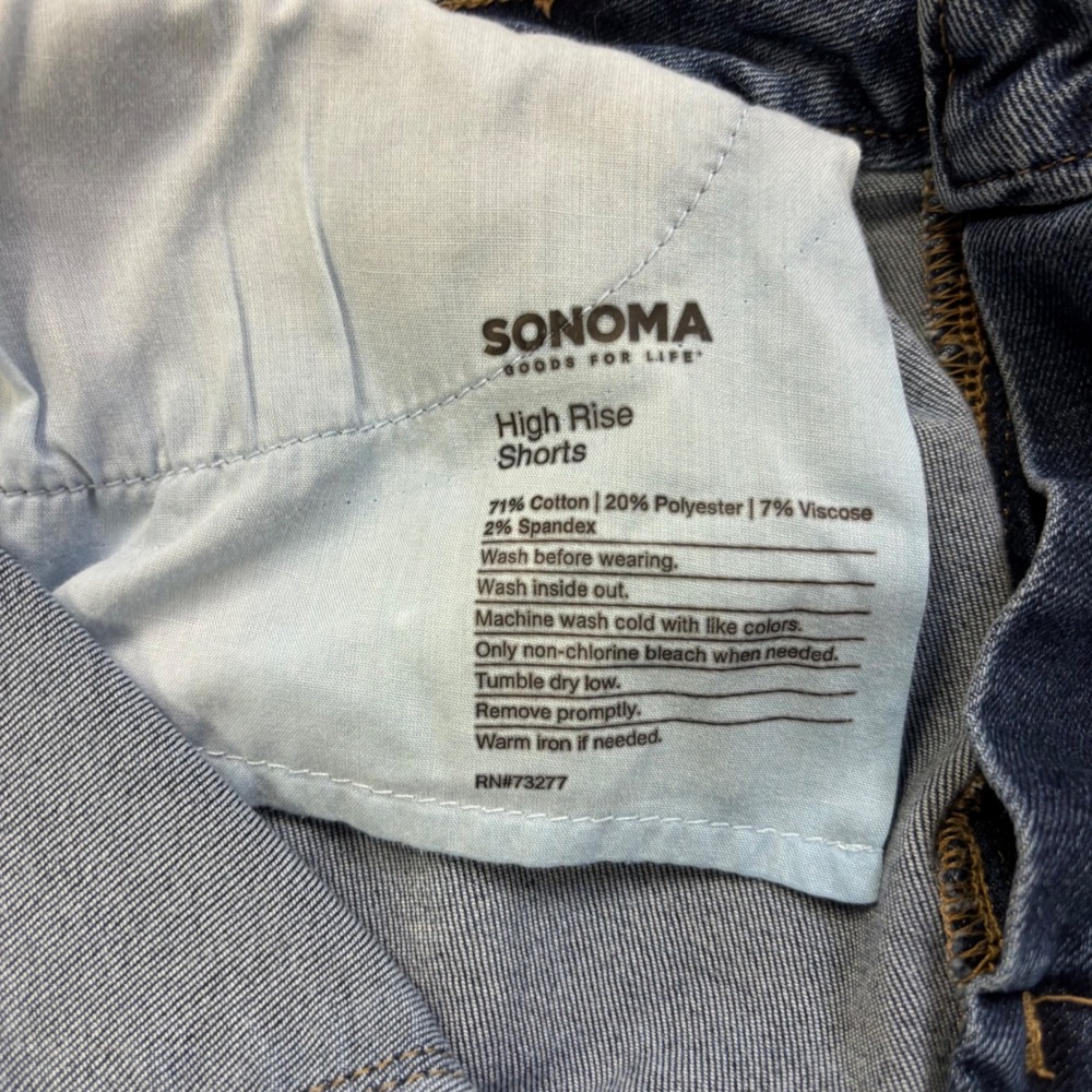 Sonoma Goods For‎ Life Womens High Rise Cuffed Denim Shorts Medium Wash Size 12 - Picture 4 of 5